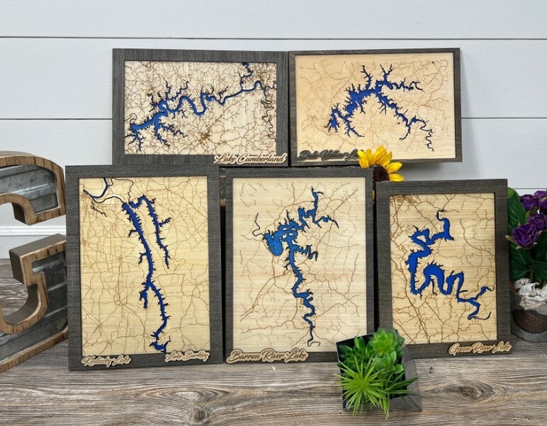 Laser Engraved Lake Maps Gentry's