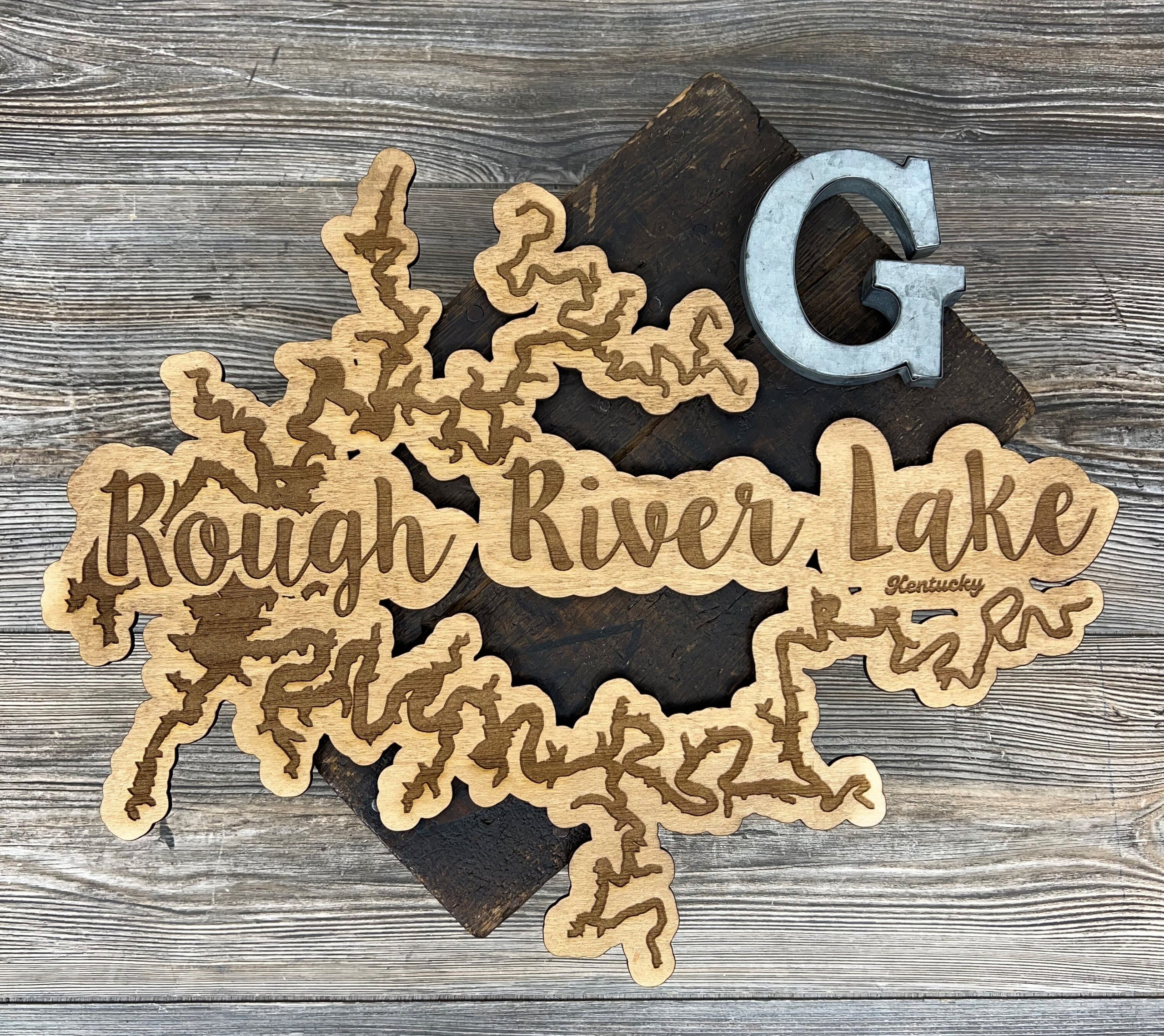 Rough River Lake Map Lasered 12in Gentry